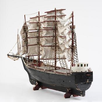 A modell of a ship from Brahestad, Finland, 19th century.
