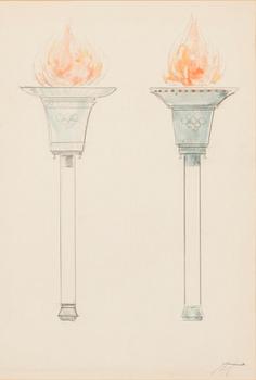 AUKUSTI TUHKA, SKETCH FOR THE OLYMPIC TORCHES.