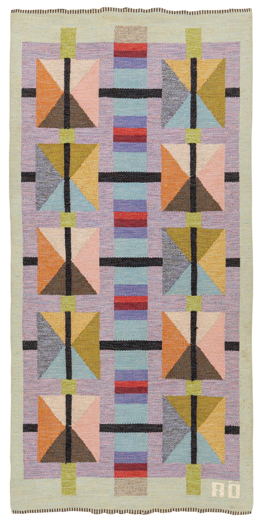Agda Österberg, matta, rölakan och gobelängteknik, ca 240 x 115,5 cm, signerad AÖ.