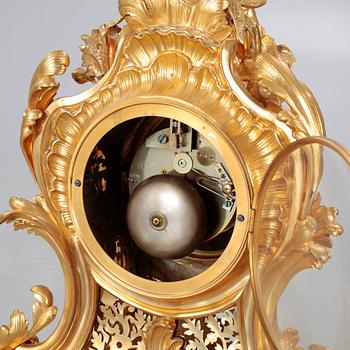 A table clock, clockwork marked "Vr PAILLARD A PARIS, RODIER A PARIS", mid/second half of the 19th century.