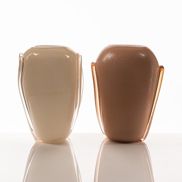 Two glass vases, Murano V.A.M.S.A, Italy, second half of the 20th century.