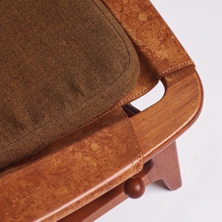 Arne Tideman Ruud, a teak and natural brown leather 'Holmenkollen' chair, AS Inventar/ Norcraft, Gjövik Norway, 1950s-1960s.