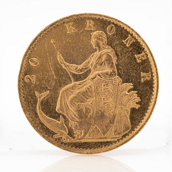 Gold coin Denmark, Christian IX 20 crowns, 1876.