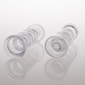 A vas and four candle holders/ vases in glass from Riihimäen Lasi, Finland 1970s.