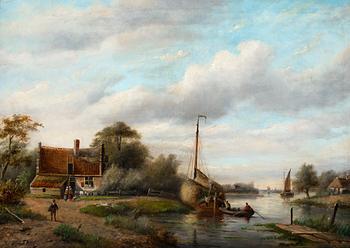 Jan Jacob Spohler, Dutch landscape with a river.