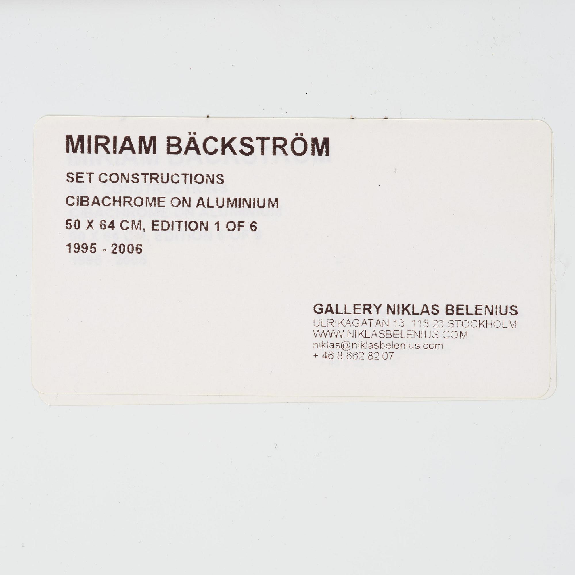Miriam Bäckström, "Set Constructions", 1995-2006.