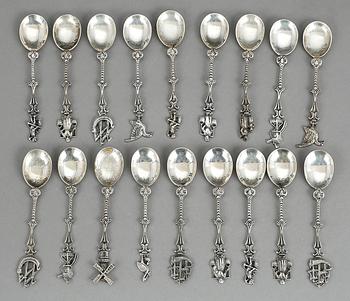 FAT, 3 + 2 st, UPPLÄGGNINGSSKEDAR, ett par samt KAFFESKEDAR, 23 + 18 st, silver 835. Total vikt ca 835 g.