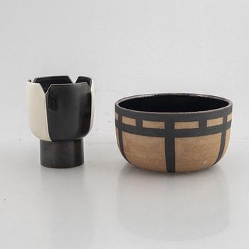 Margareta Hennix, a stoneware vase and bowl, Gustavsberg.