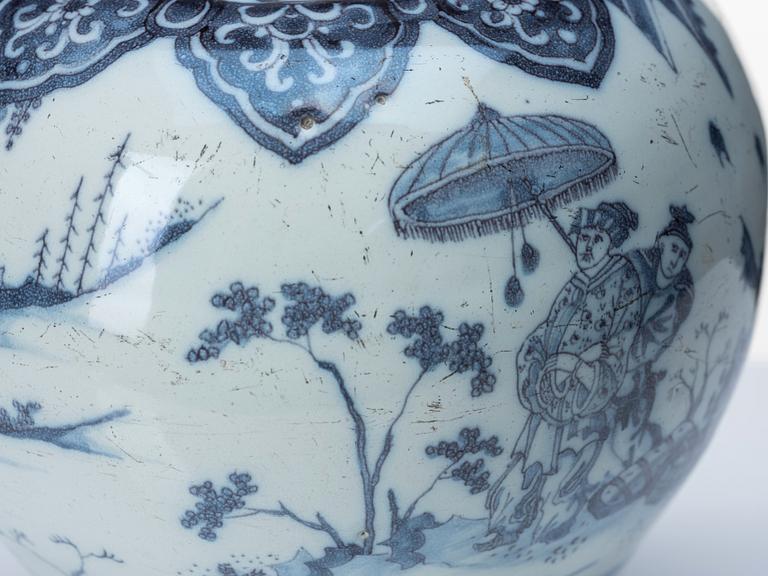 A Dutch faince jar, late 17th Century.