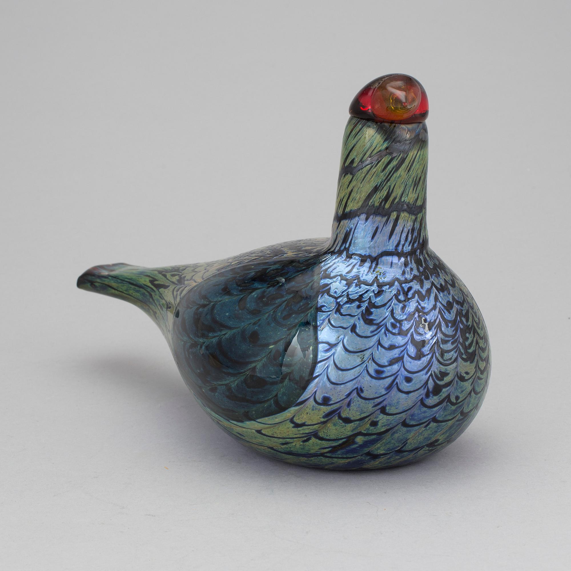 OIVA TOIKKA, skulptur, glas, "Metso", Nuutajärvi Notsjö Pro Arte, Iittala, signerad.