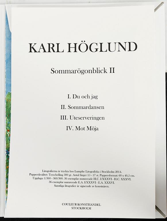 KARL HÖGLUND, färglitografier i mapp "Sommarögonblick II", 2014, signerad och numr 263/360.
