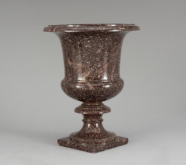 A Swedish Empire 19th Century porphyry urn.