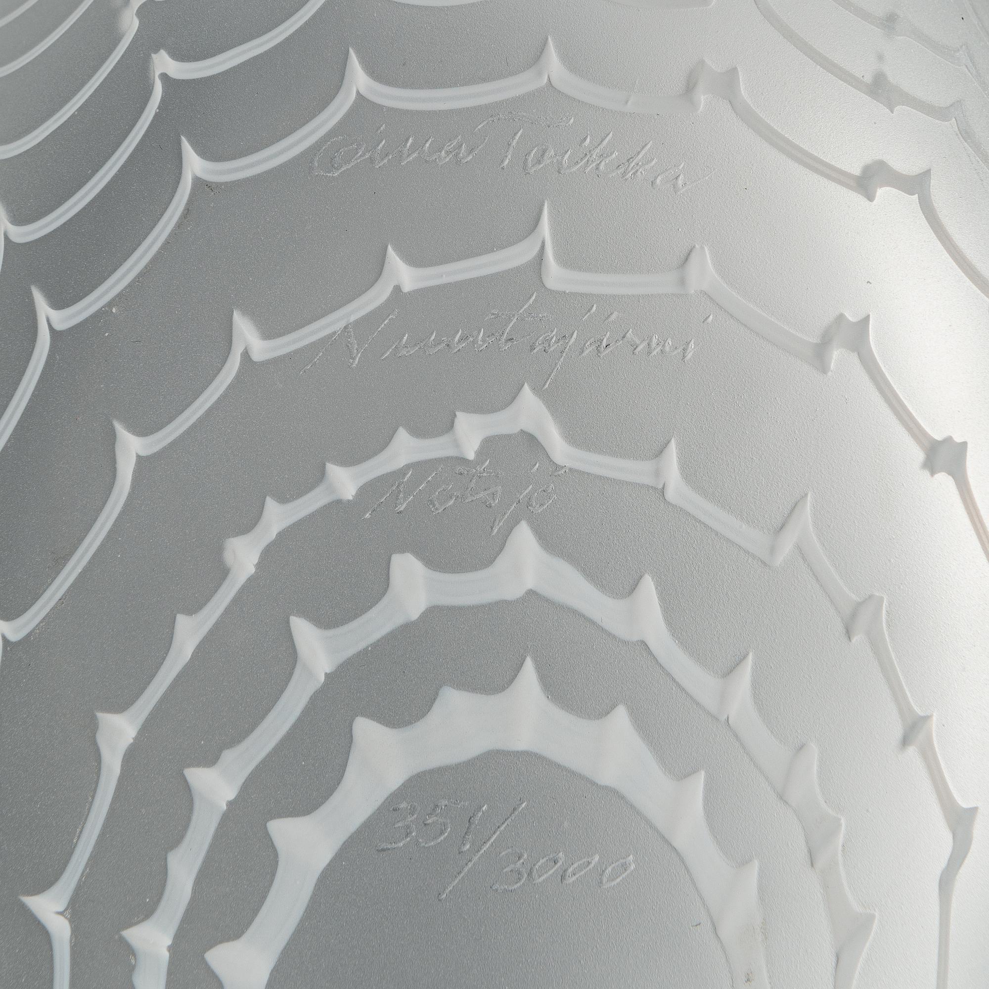 Oiva Toikka, glasfåglar, 2 st, signerade. Nuutajärvi.