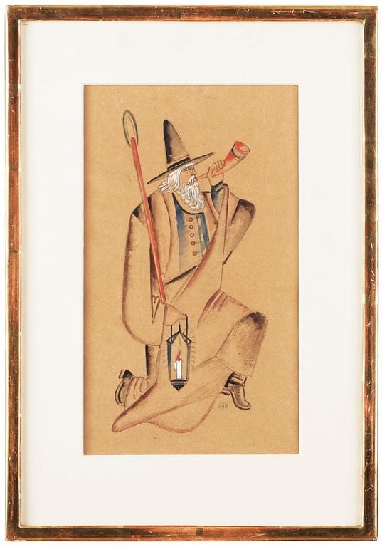 GÖSTA ADRIAN-NILSSON,  akvarell och gouache, sign GAN.