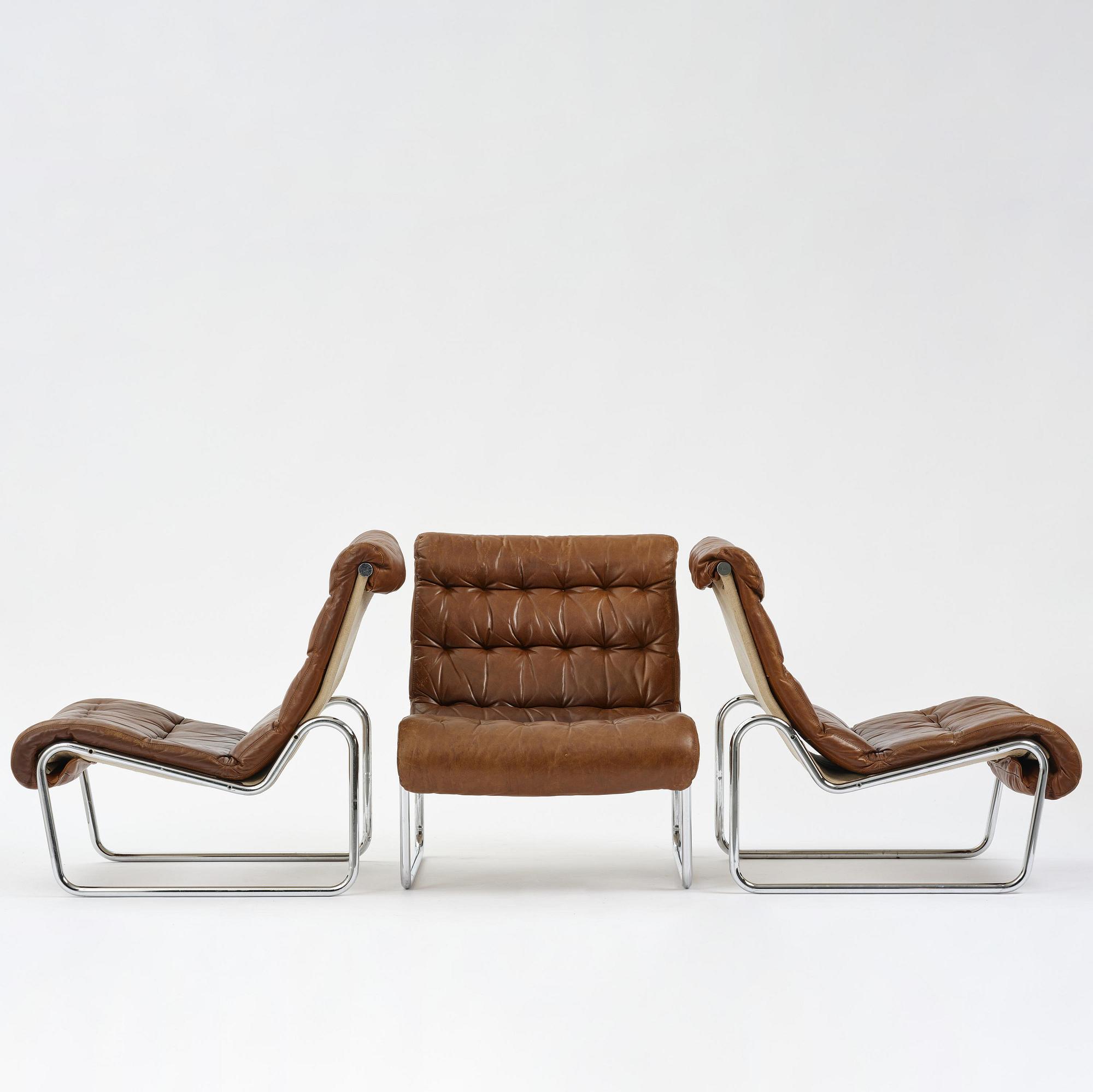 Bruno Mathsson, fåtöljer/soffmoduler, tre stycken, "Sonja", Dux, 1970-tal.