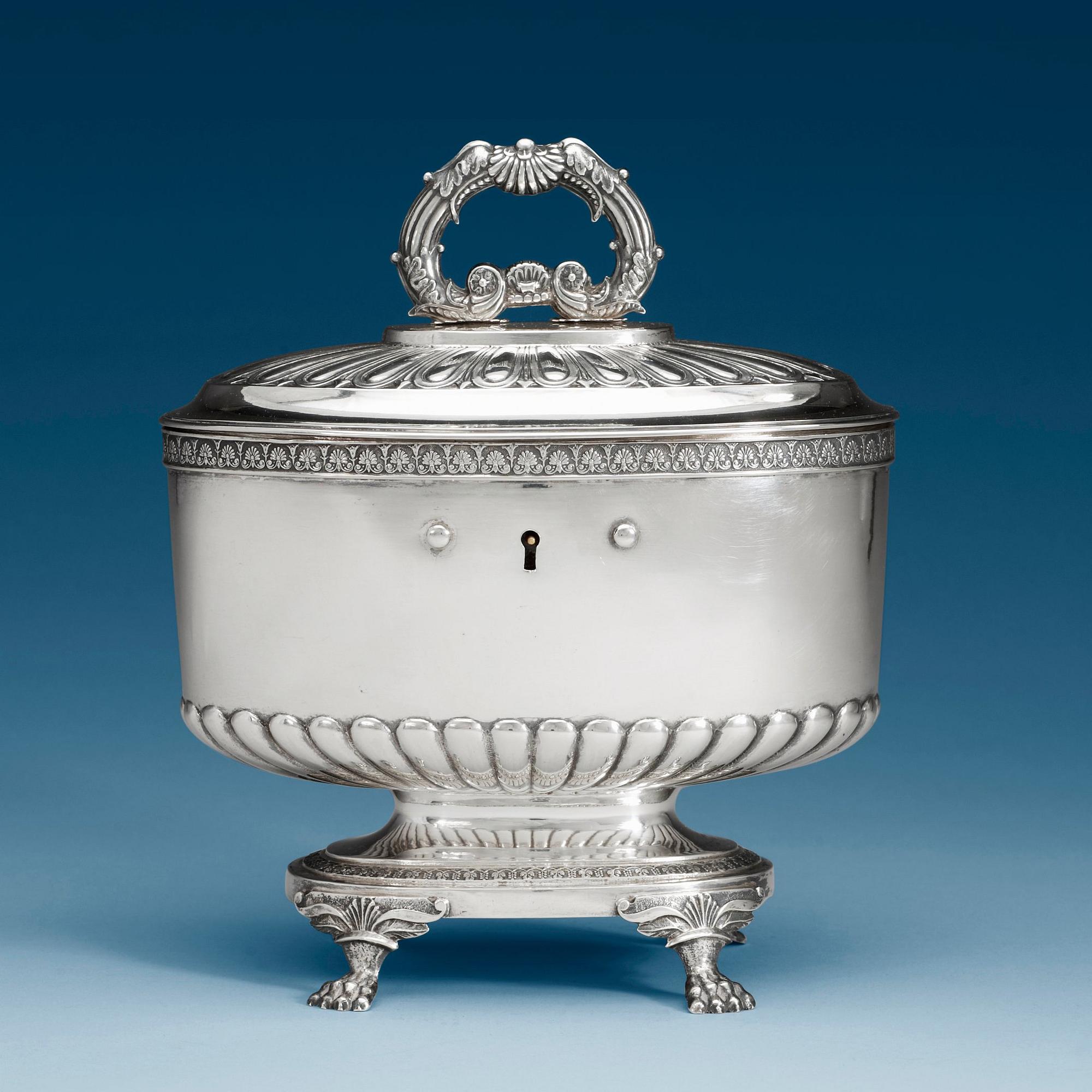 A Swedish 19th century silver sugar-casket, marks of Anders Lundqvist, Stockholm 1831.