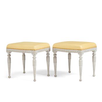 69. A pair of late Gustavian stools from around the year 1800.