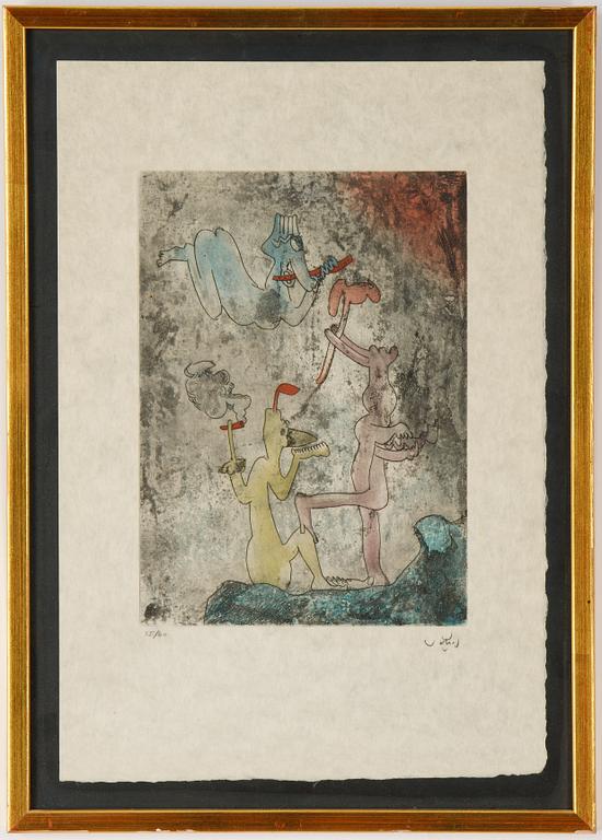Roberto Matta, färgetsning, signerad 16/60.