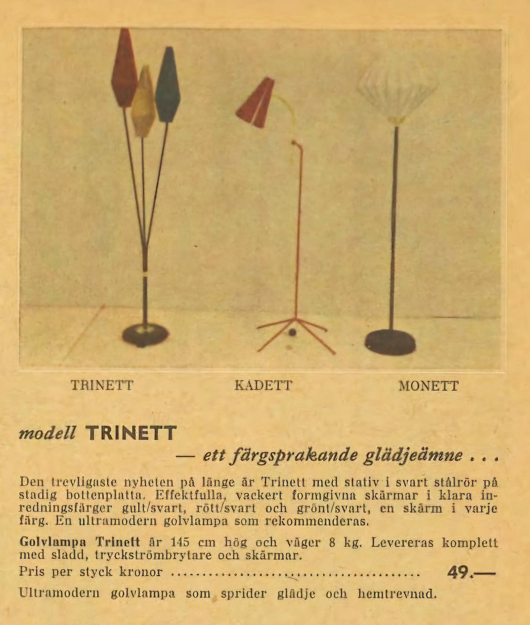 Golvlampa, "Trinett", IKEA, 1900-talets mitt.