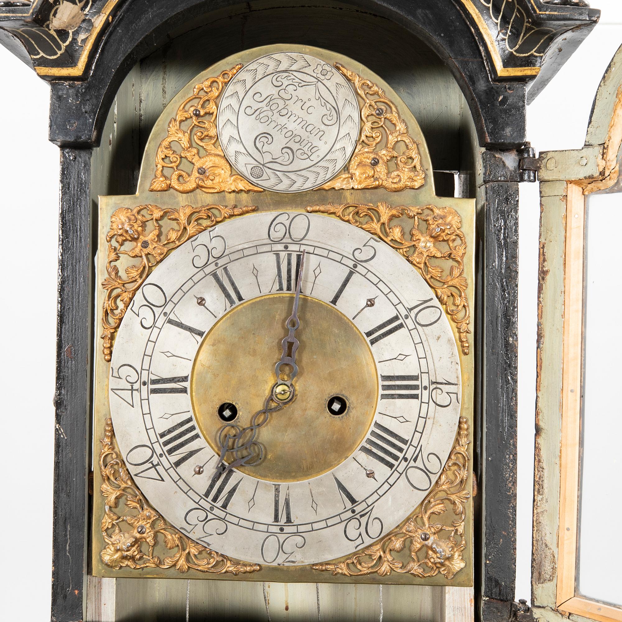 Floor clock, signed by Eric Nohrman, Norrköping around 1800.