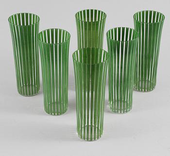 GLAS, 6 st, "Strikt", Bengt Orup, Johansfors, 1900-talets mitt.