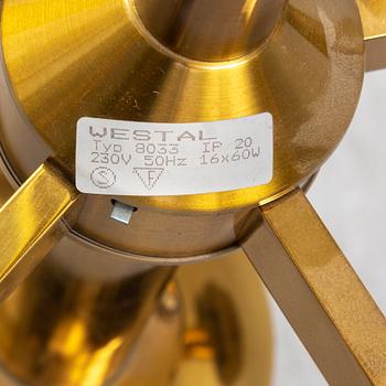 A brass ceiling light by Holger Johansson, Westal.
