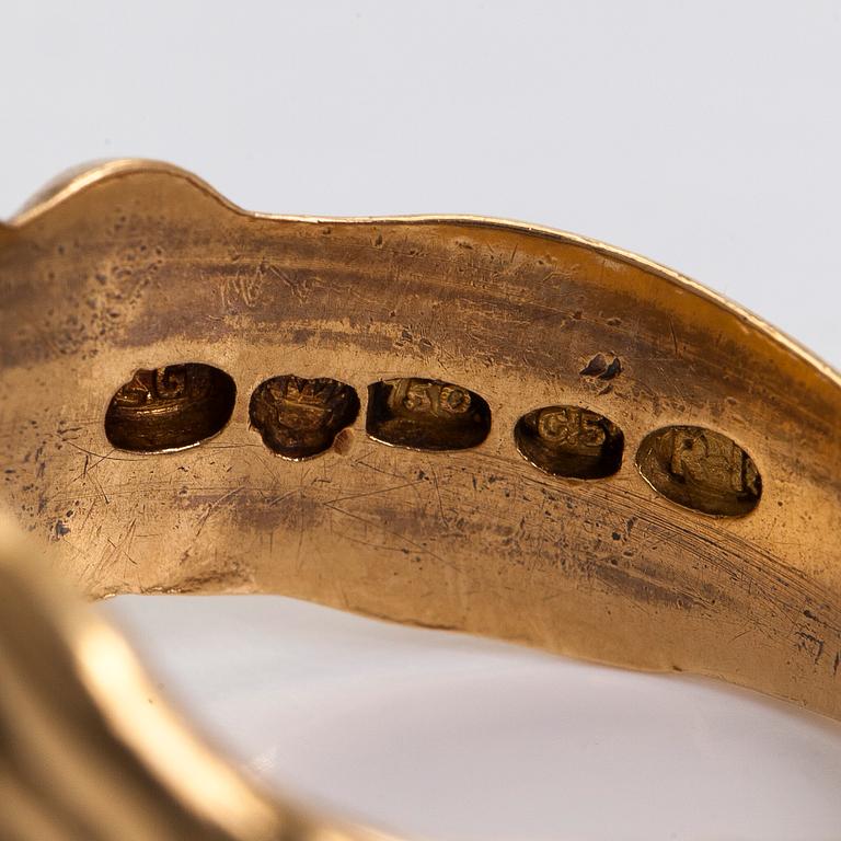 Sormus, 18K kultaa, Leo Gunnari, Rovaniemi 1908.
