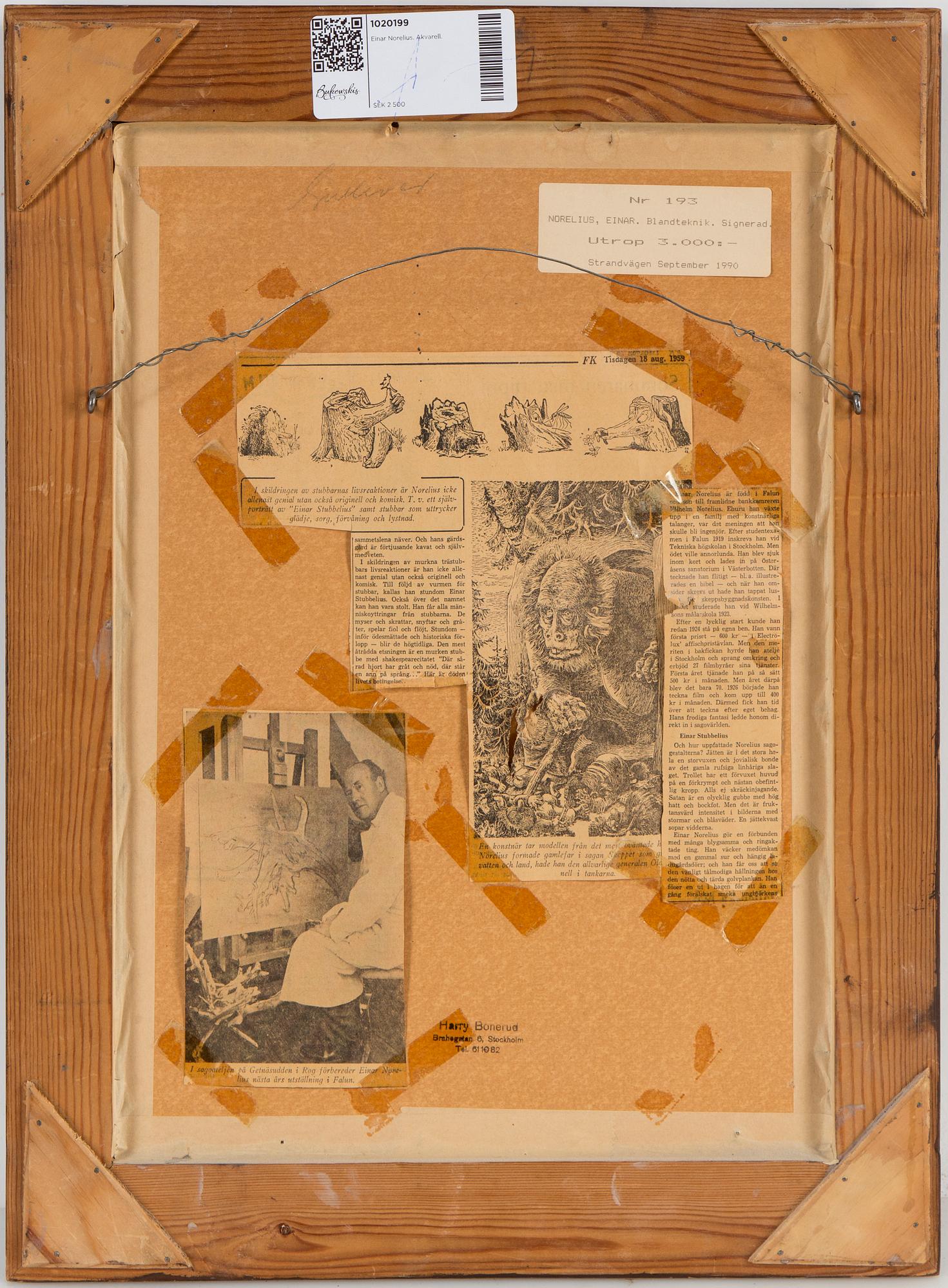 EINAR NORELIUS, akvarell, signerad och daterad -32.