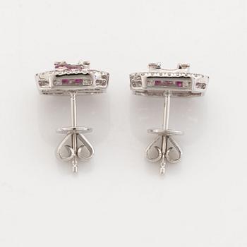 Ruby and diamond earrings.