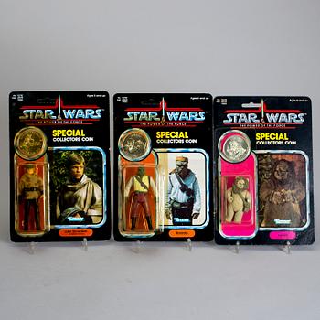 STAR WARS, Luke Skywalker poncho, Warok och Barada i förpackningar, Kenner, Power of the Force, 1984.