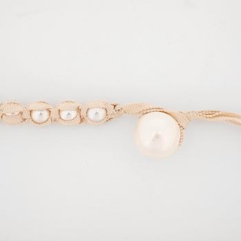 LANVIN, Paris, "Ribbon necklace" with whitw decorative pearls and silk ribbon.