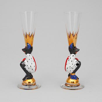 SNAPSGLAS, 2 st. Design Gunnar Cyrén ur Nobelservisen. Orrefors.