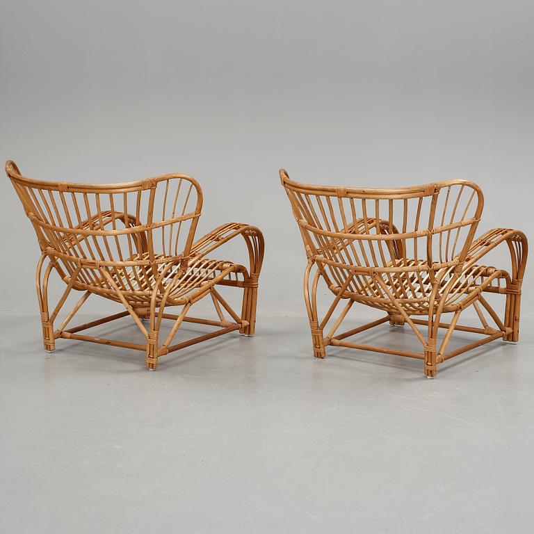 FÅTÖLJER, ett par, korgmöbler, 1950-tal.