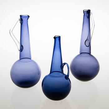 TAMARA ALADIN, KARAFFER, 3 st, glas, Riihimäen Lasi 1961-66.