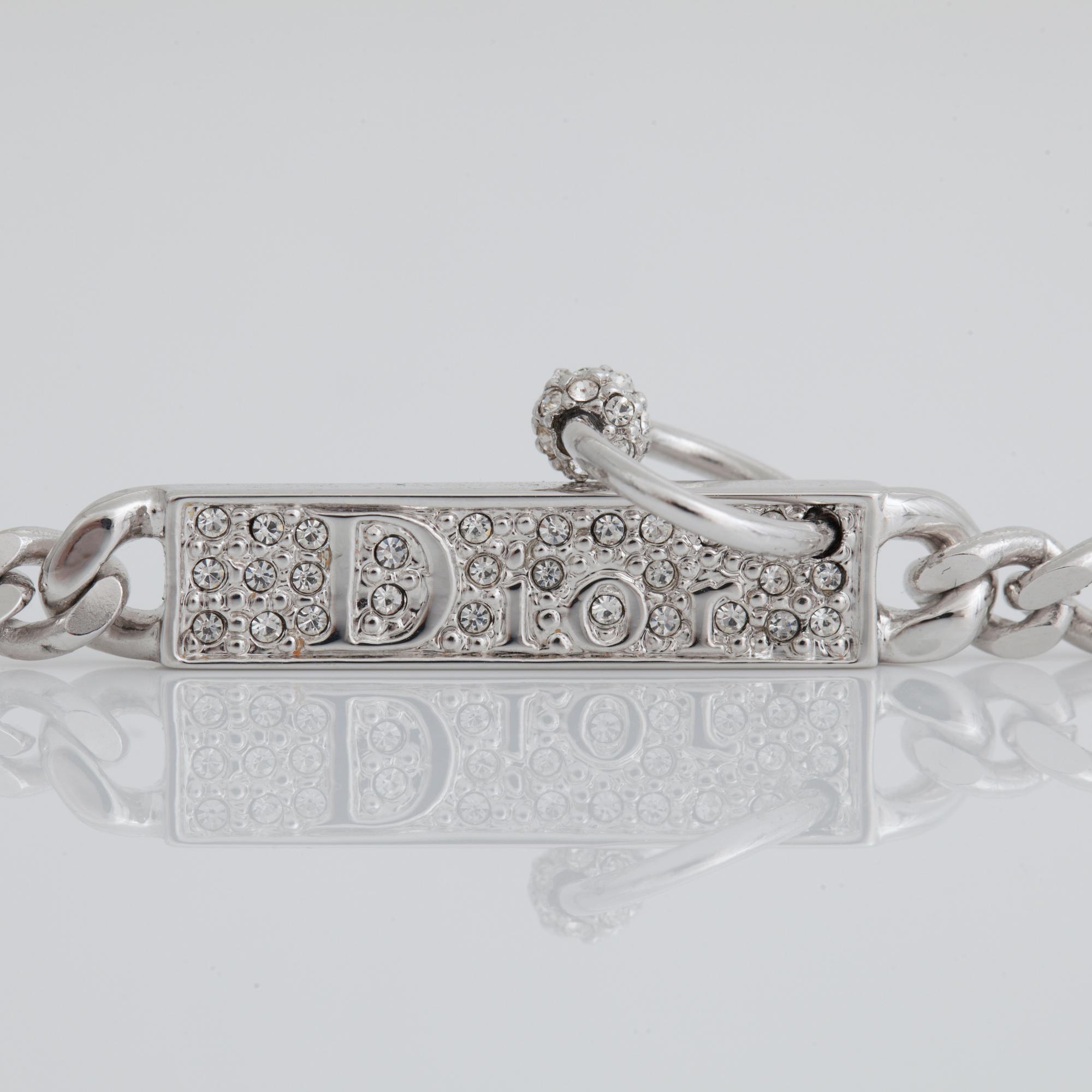 COLLIER, vitmetall samt strass, Christian Dior.