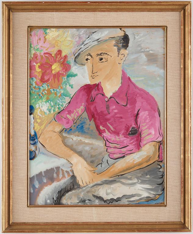 Sigrid Hjertén, Man with flowers.