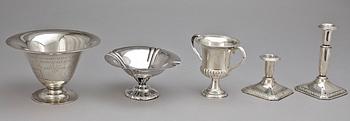 PARTI SILVER, 5 delar, bla Kultateollisuus Ky, Åbo, Finland, 1932. Tot vikt ca 661g.