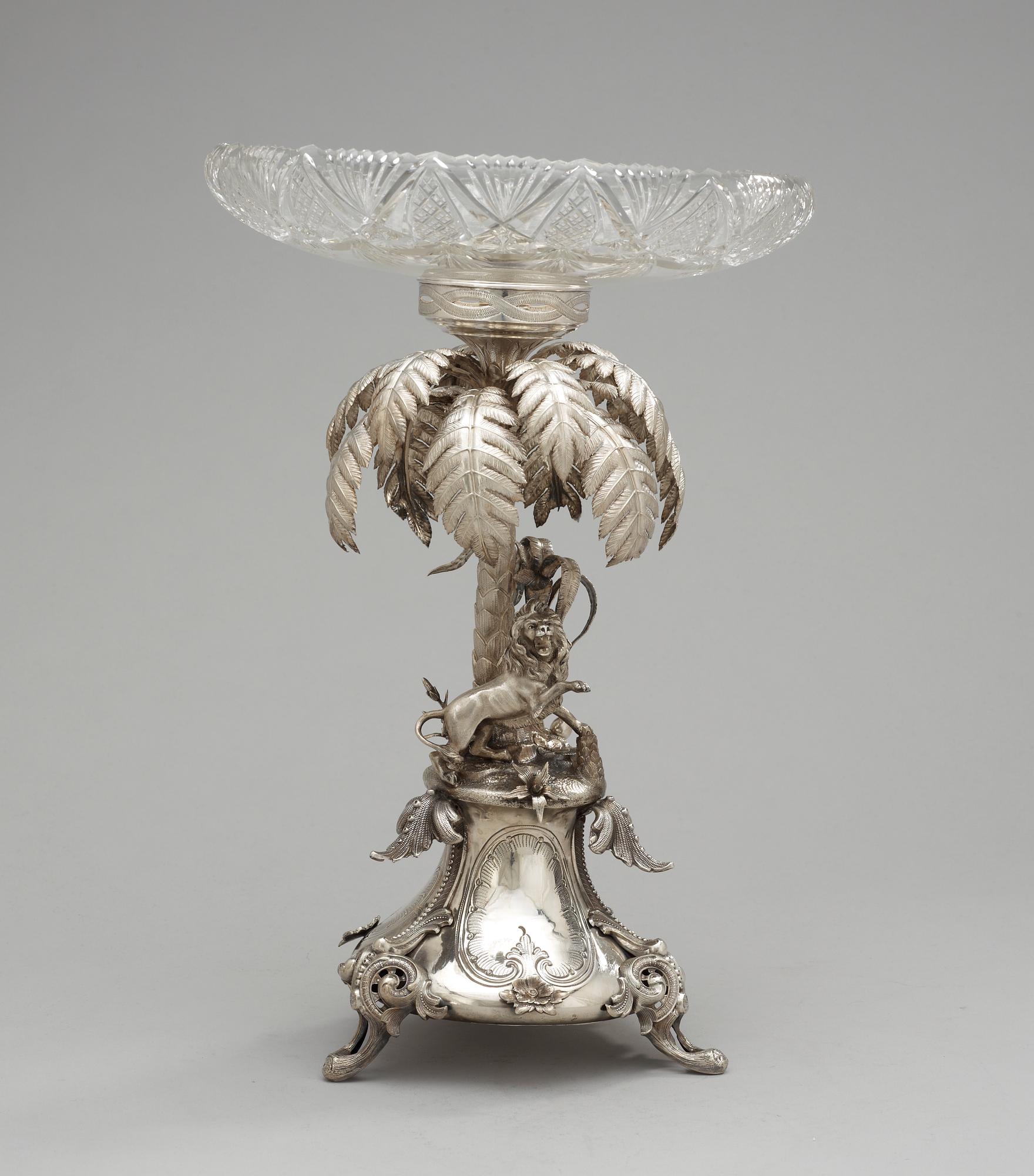 A German silver and glass centrepiece, ca 1890.