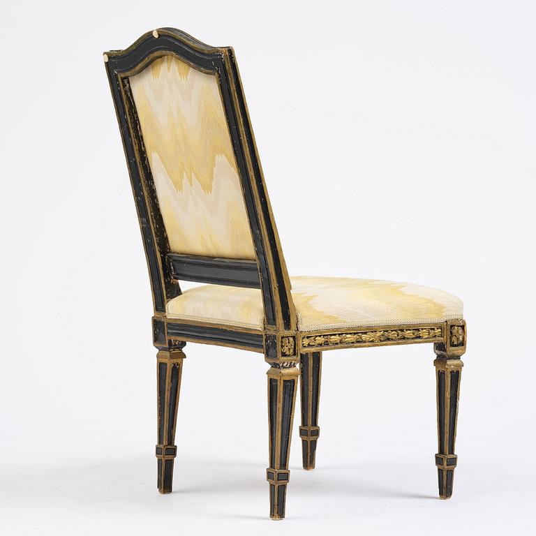 A French Louis XVI chair, late 18th century.