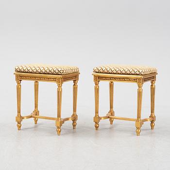 A pair of Gustavian style stools, second half of the 20th Century.