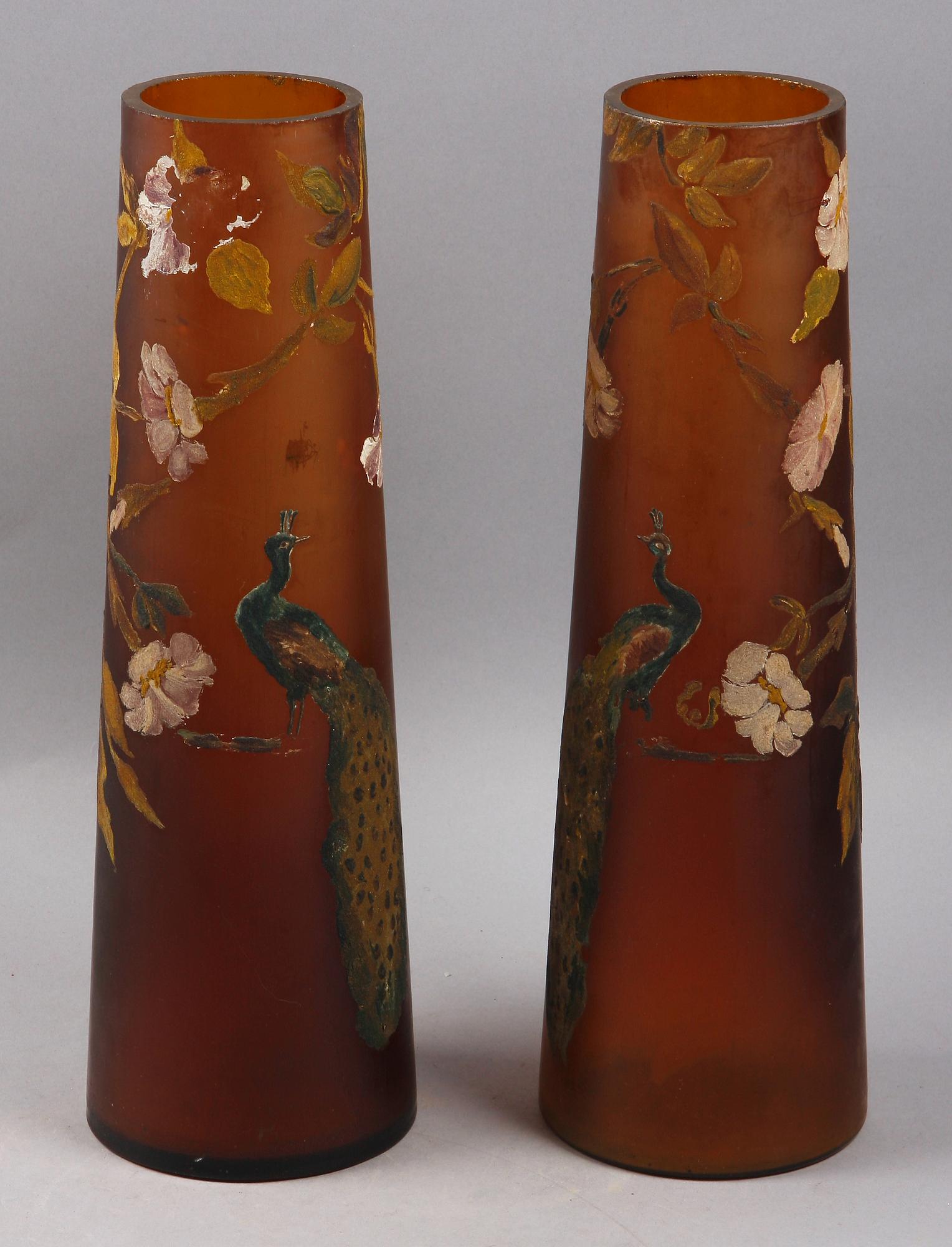 VASER, ett par, glas, jugend, tidigt 1900-tal.