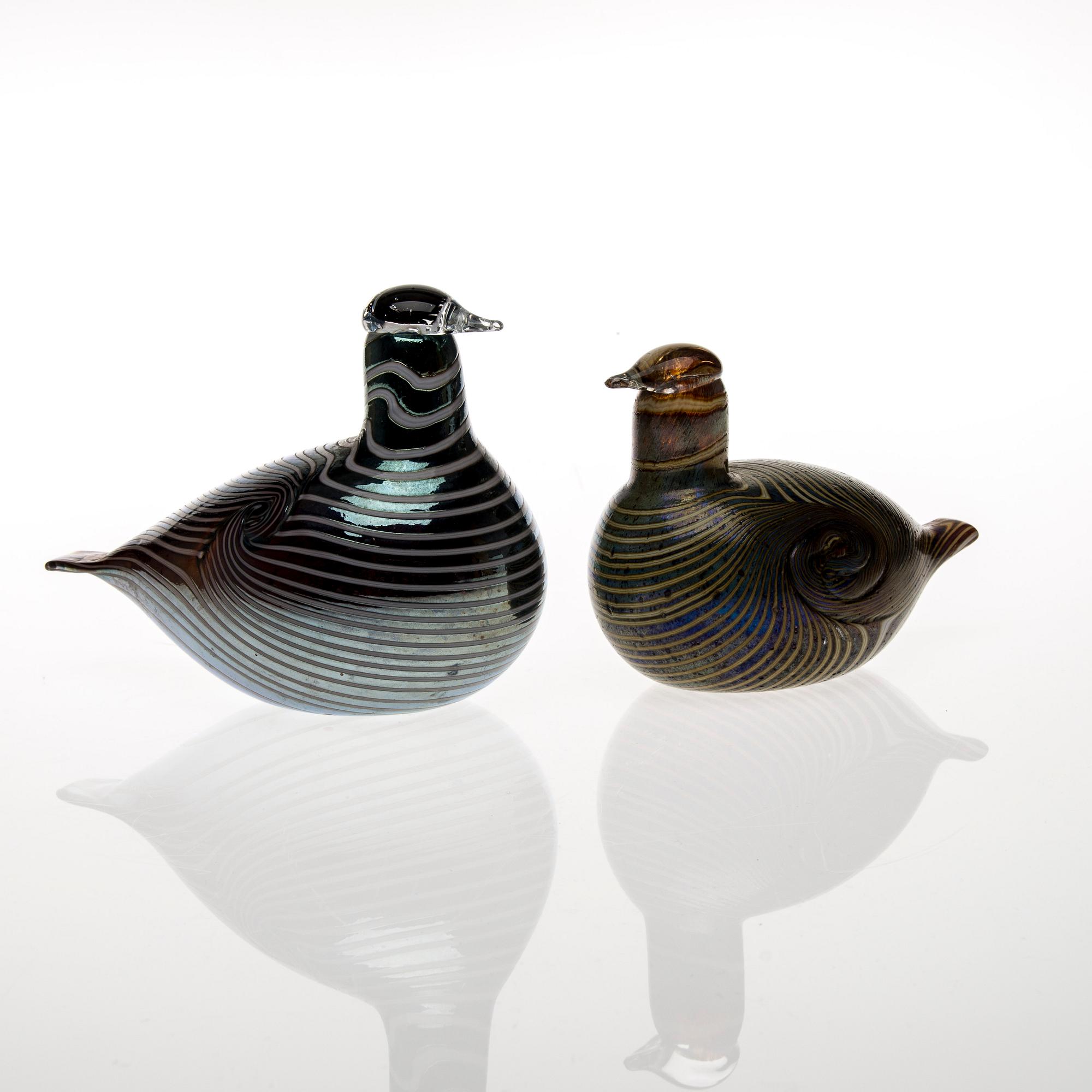 FIGURINER, 2 st, glas, Oiva Toikka, Nuutajärvi. Signerade.