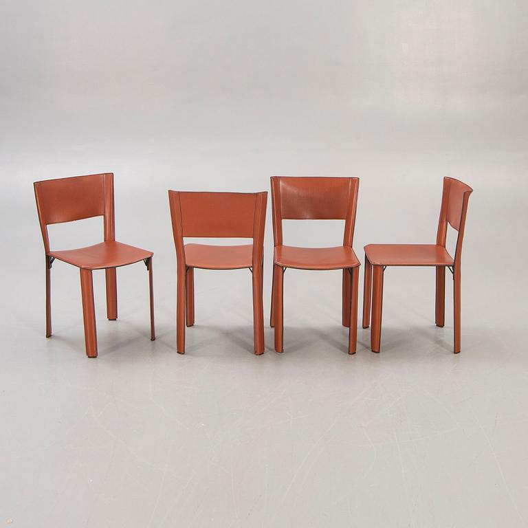 A set of four Matteo Grassi leather chairs later part of the 20th century.
