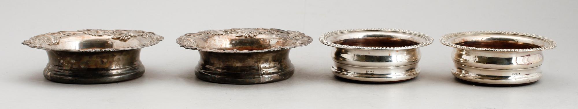 COASTERS, 2 par, pläter, England 1800-/1900-tal.