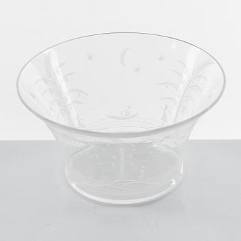 Edward Hald, two glass bowls, Orrefors, 1920's.