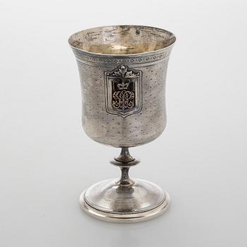 Philippe Berthier, bägare med fat, silver (.950), diamanter, Paris, 1800-talets mitt.