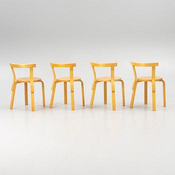 Alvar Aalto, chairs, "68", set of 4, Artek, Finland.