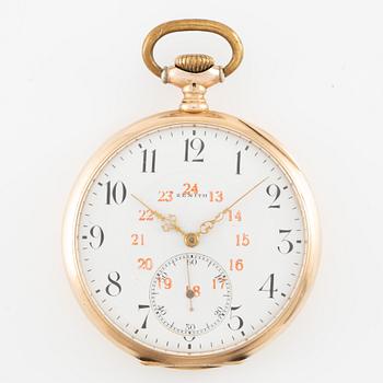 Zenith, Pocket watch, 14K gold with a chain in double, 51 mm.