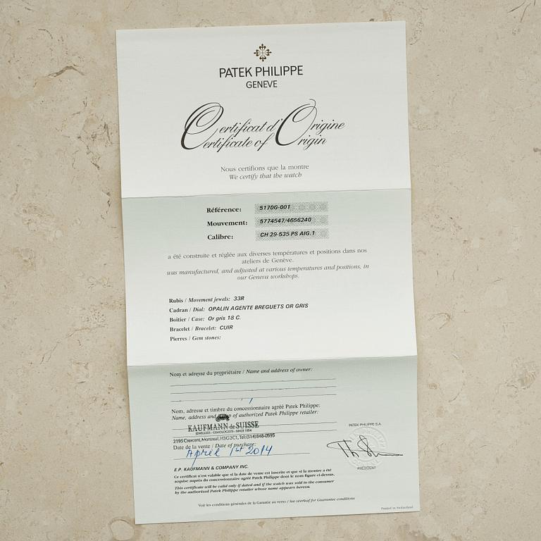 PATEK PHILIPPE, Geneve, chronograph, "Gradue pour 15 pulsations", wristwatch, 39,4 mm,