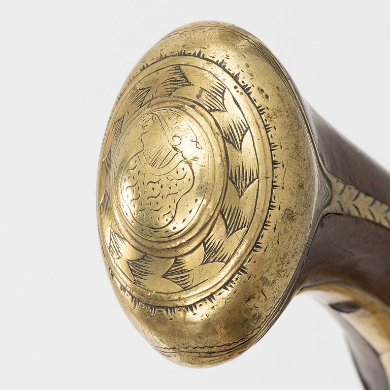 Percussion pistol, converted from flintlock, by Jonas Engvall, Jönköping (1718-45).